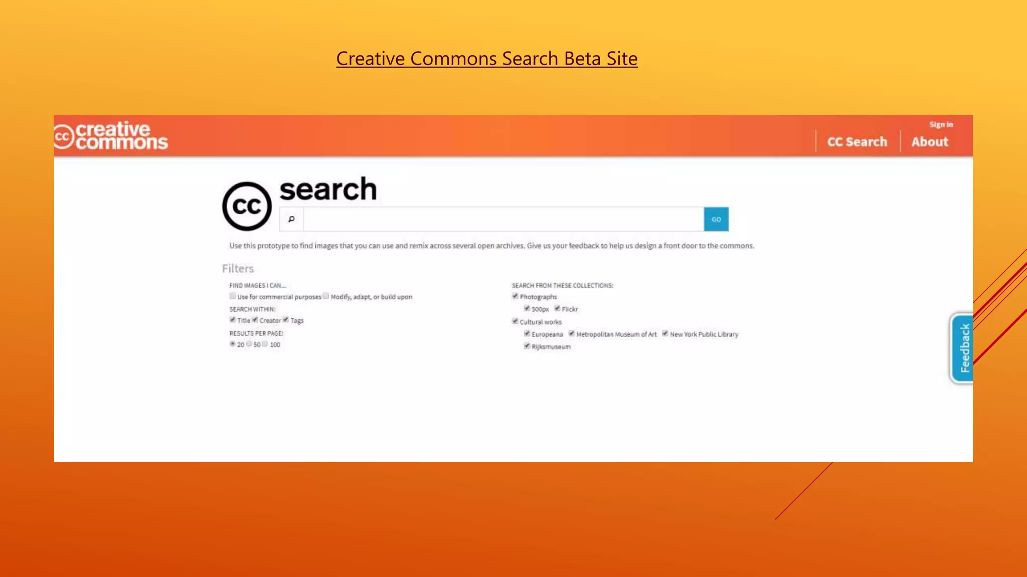 Creative Commons Search Beta Site
 