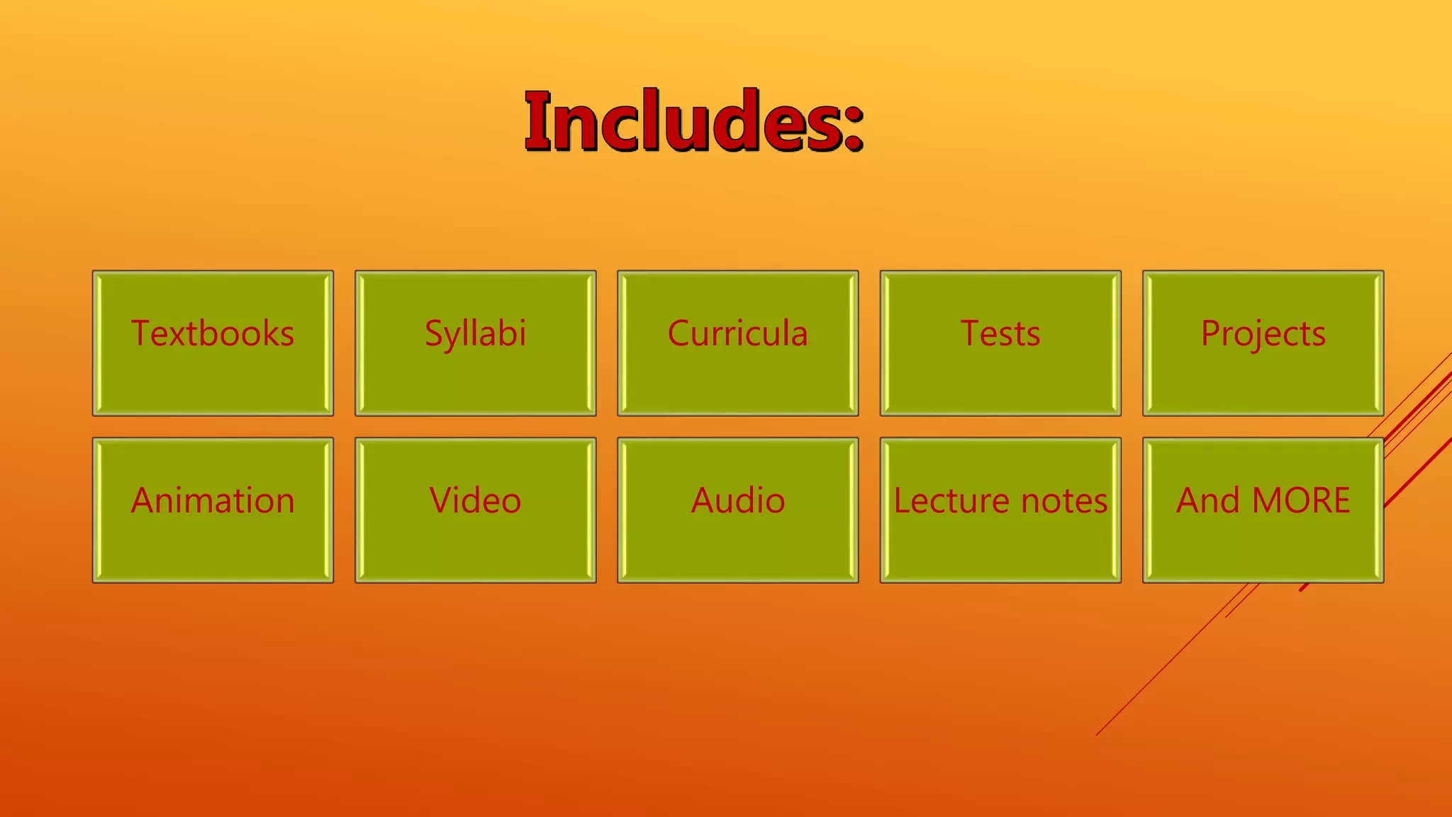 Textbooks Syllabi Curricula Tests Projects
Animation Video Audio Lecture notes And MORE
 