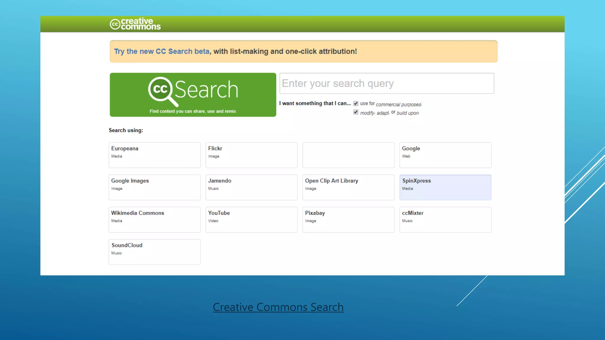 Creative Commons Search
 