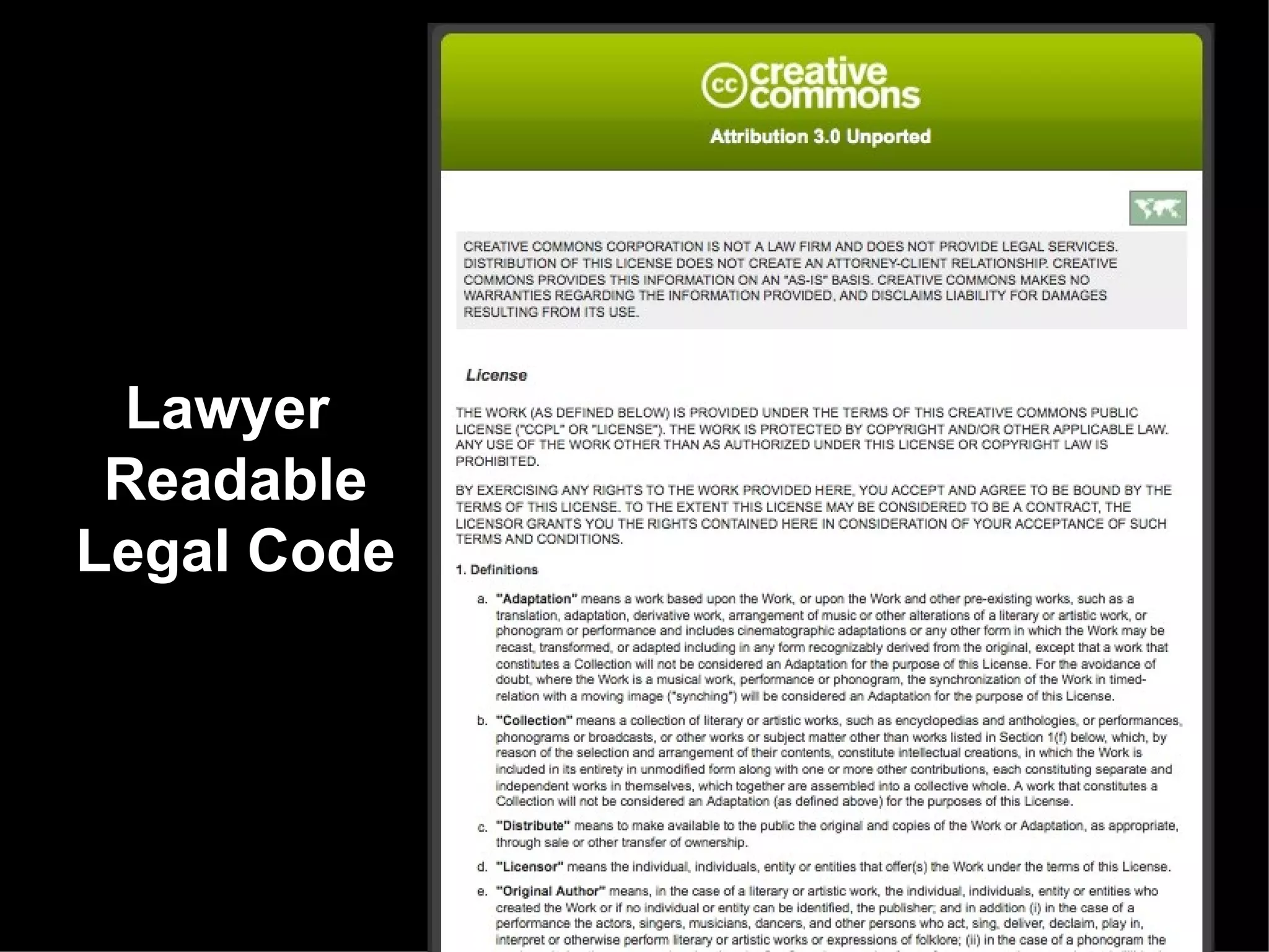 Lawyer
 Readable
Legal Code
 