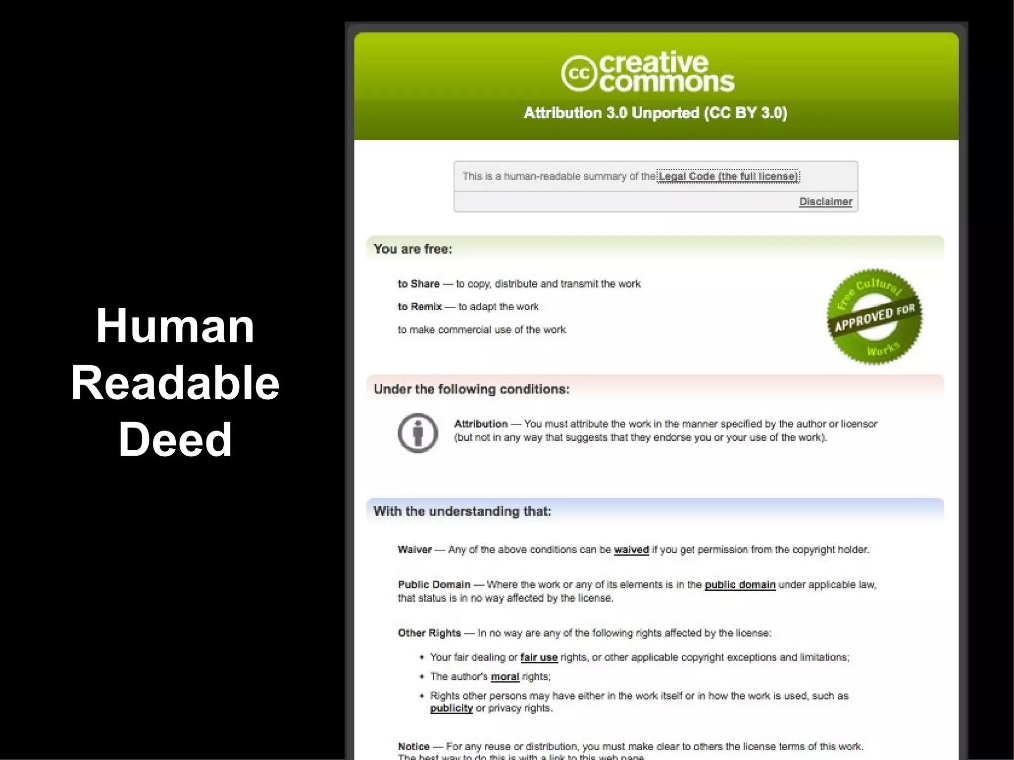 Human
Readable
  Deed
 
