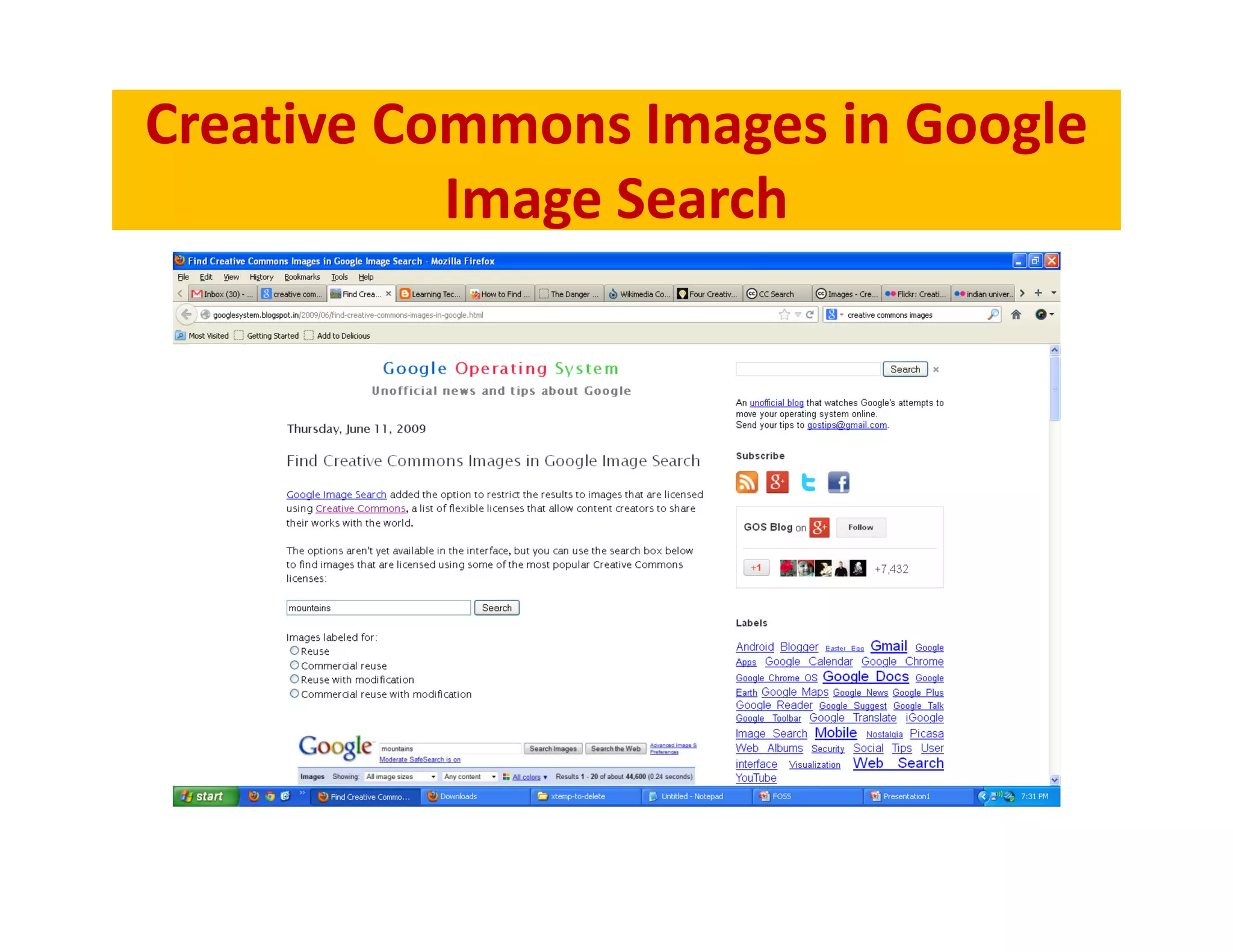 Creative Commons Images in Google
           Image Search
 