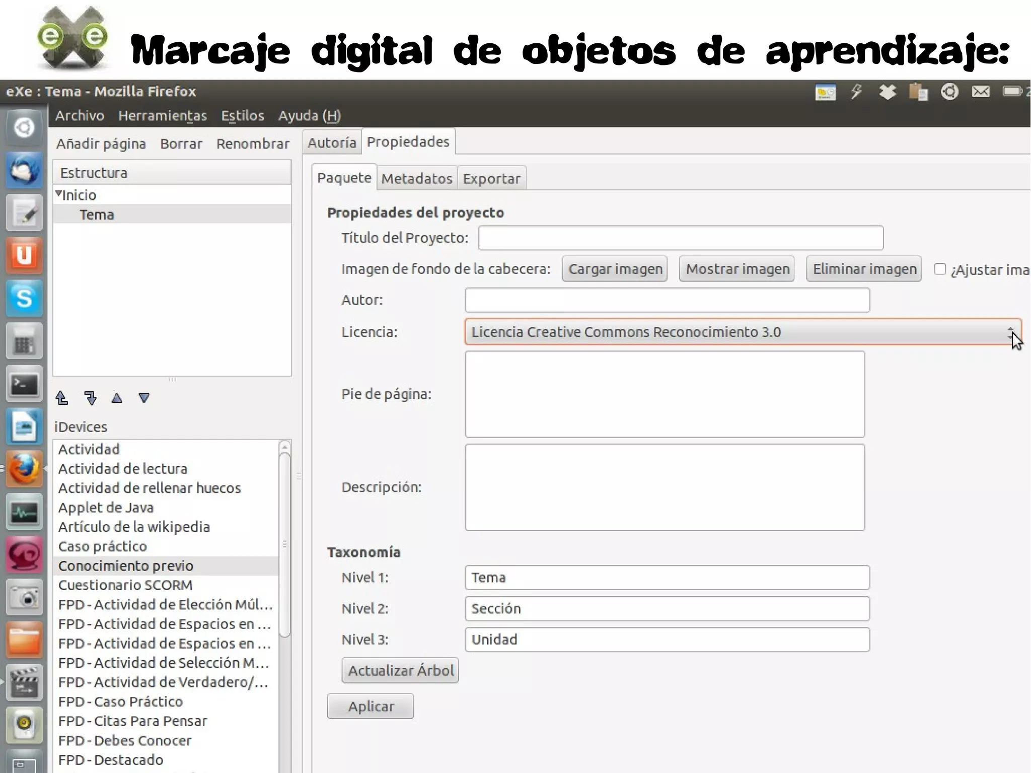 Marcaje digital de objetos de aprendizaje:
 