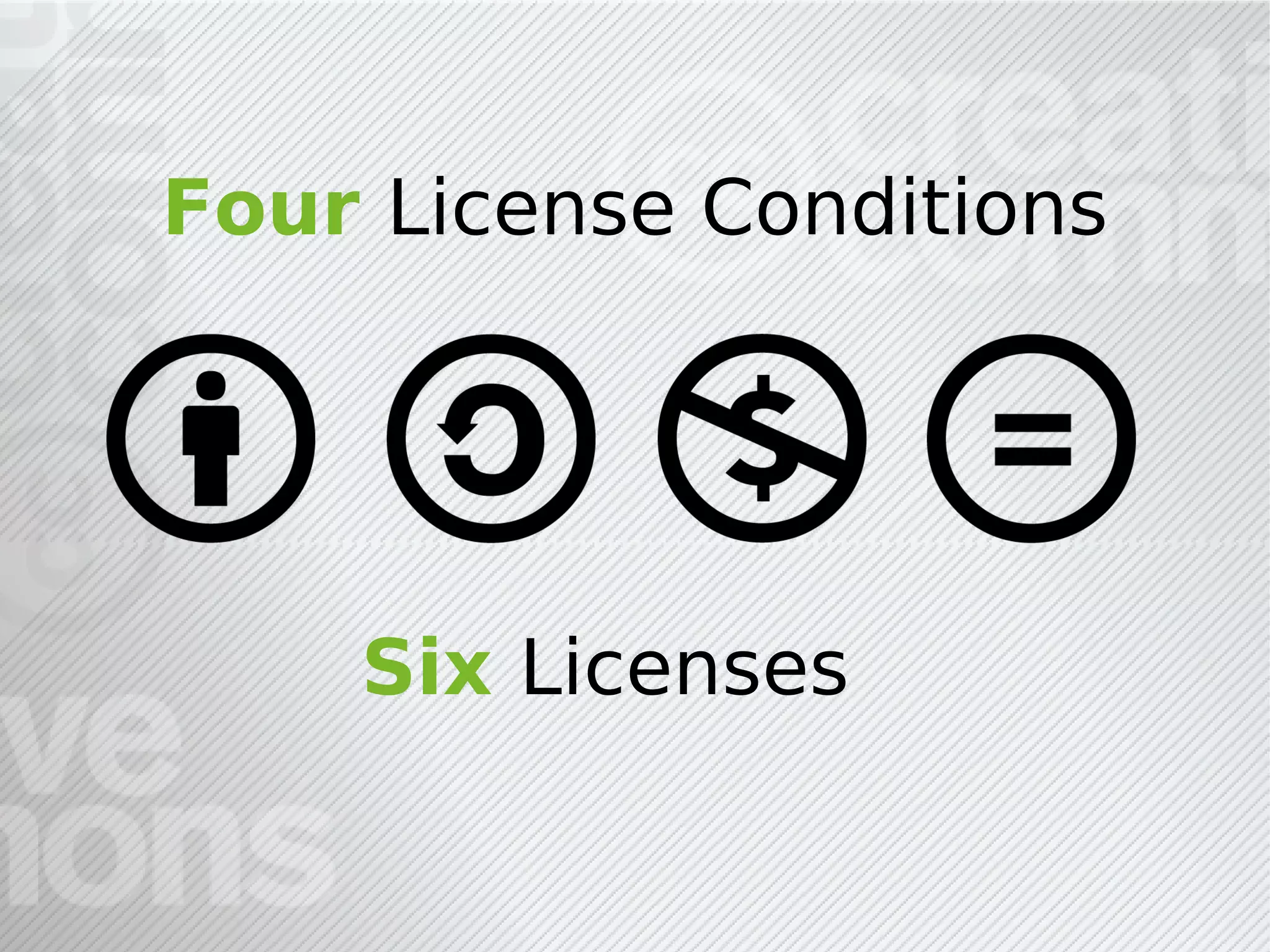 Four License Conditions




    Six Licenses
 