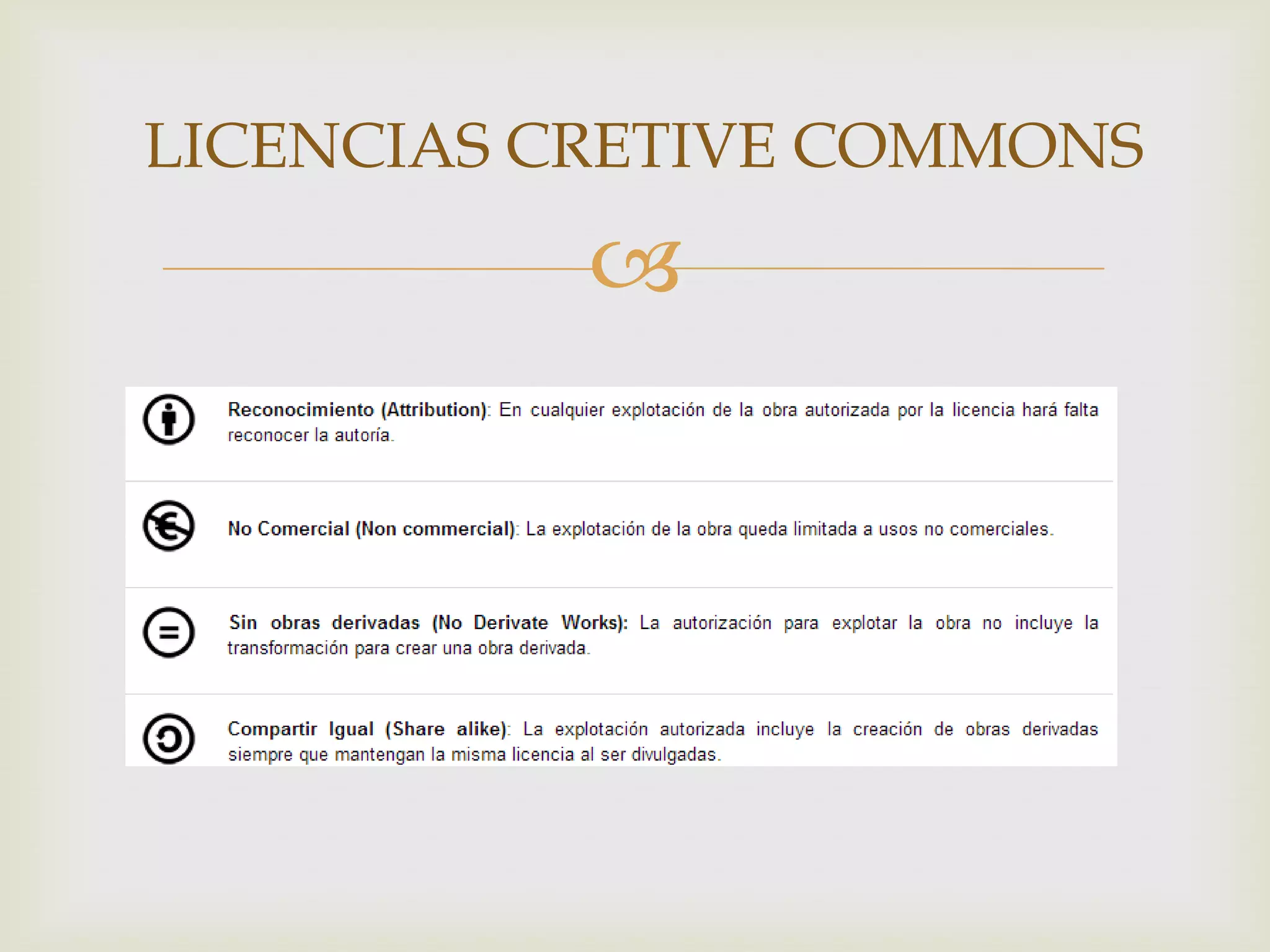 
LICENCIAS CRETIVE COMMONS
 