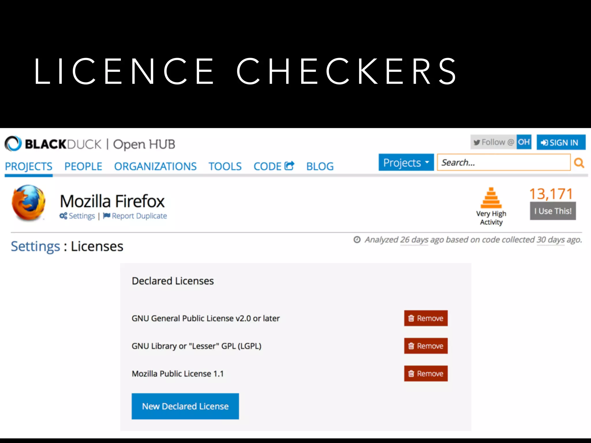 R O S E N ’ S C L A S S I F I C AT I O N
• Academic licenses: Academic licenses place no
requirements whatsoever on the license user.
• Reciprocal licenses: Require some form of reciprocity,
usually that any derivatives of the software be released
under the same license.
• Standard licenses: They seek to create a base standard of
software and documentation.
• Content licenses: Protect non-software elements, such as
pictures and music.
 