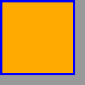 A square-cornered box with a light gray shadow the same shape
                as the box but 20px taller and wider and offset so that the
                top and left edges of the shadow are directly underneath the
                top and left edges of the box.
