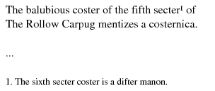 Same text, with the SPAN replaced by “(1)” and its
content moved to the end.