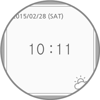 An image of a clock within a round display