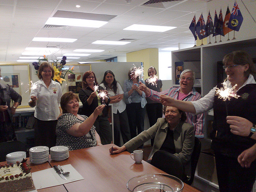 Sparklers and cake to celebrate