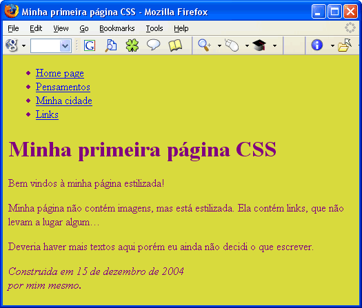 Screenshot da pagina com cores no FireFox1.0